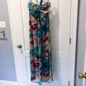 Beautiful Watercolor Poppy Floral Maxi Dress